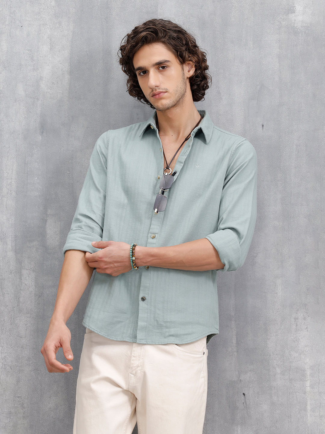 Men Casual Slim Fit Shirt | Green