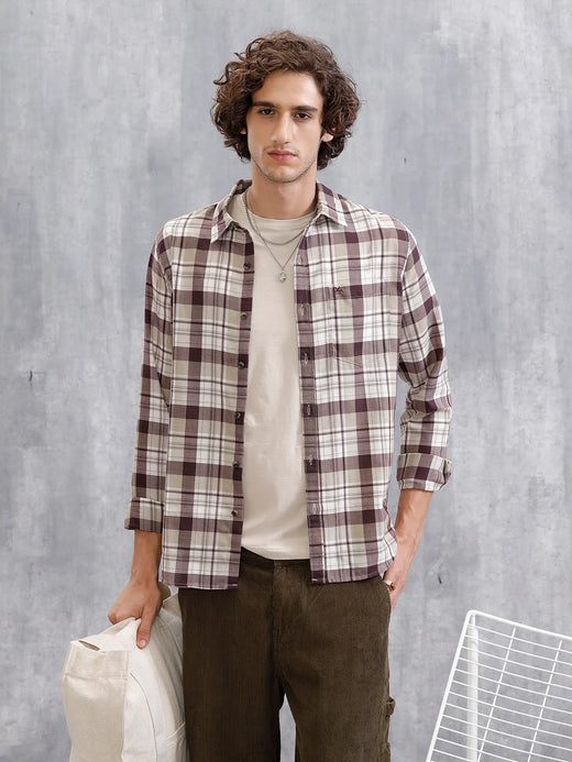 Checkered Full Sleeve Shirt | Brown