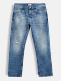 Distressed Wash Anti Fit Jeans | Blue