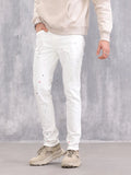 Slim Fit Paint Splash Jeans | White