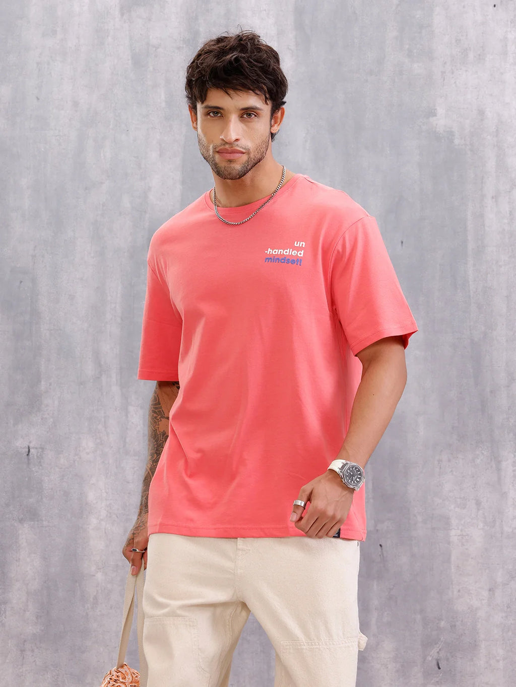 Graphic Printed Oversized Fit T-shirt | Pink