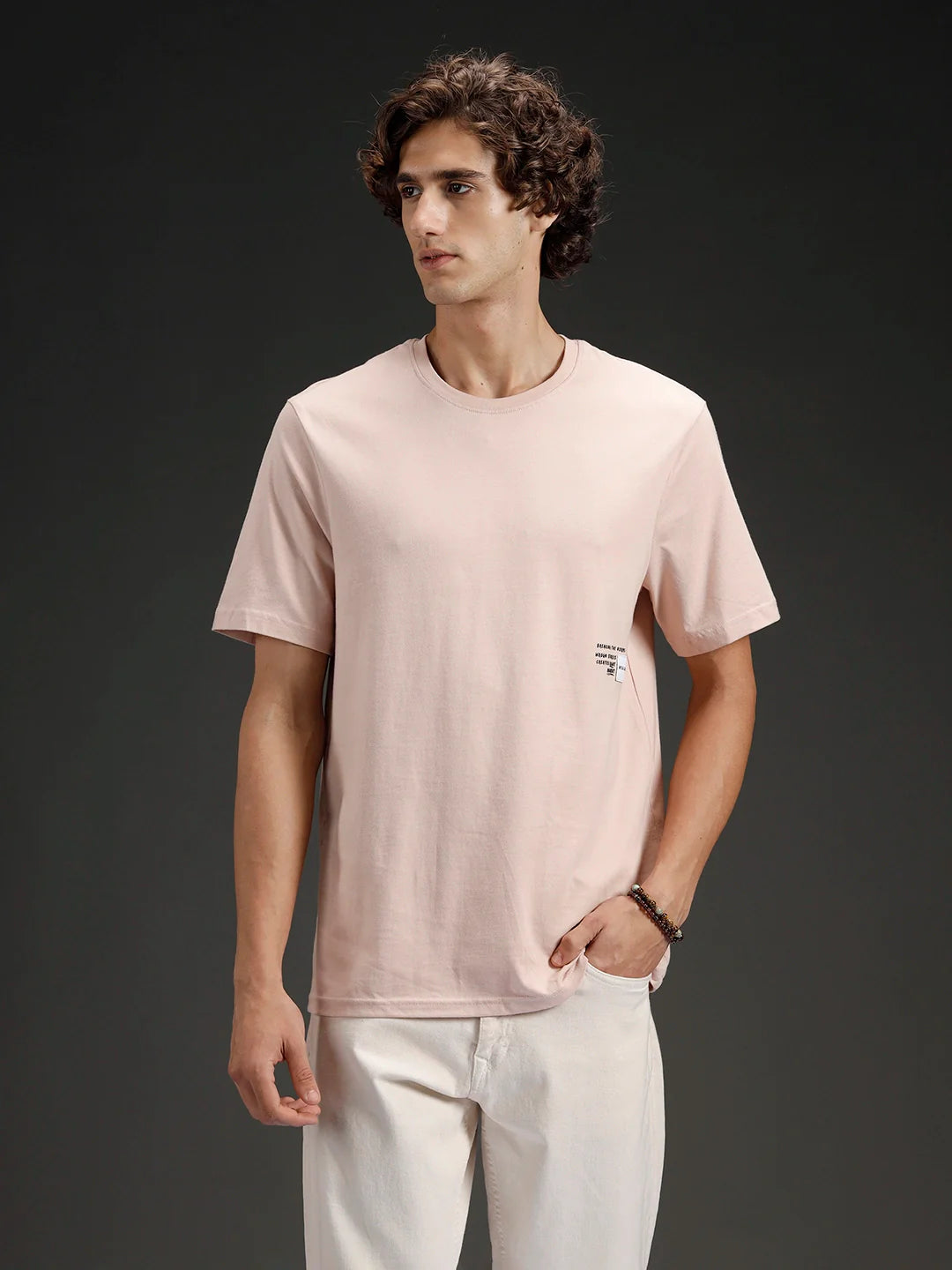 Men's Regular Fit T-shirt with Placement Graphic | Pink