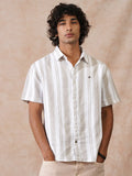 Textured Stripes Comfort Fit Shirt | Khaki