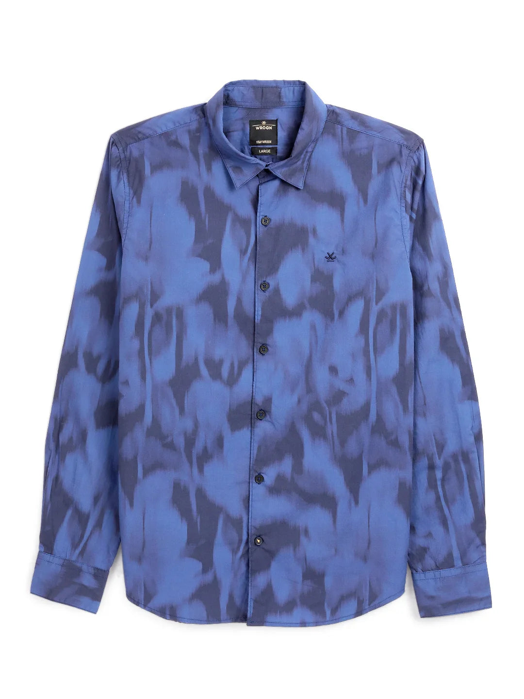 Abstract Navy Satin Printed Shirt