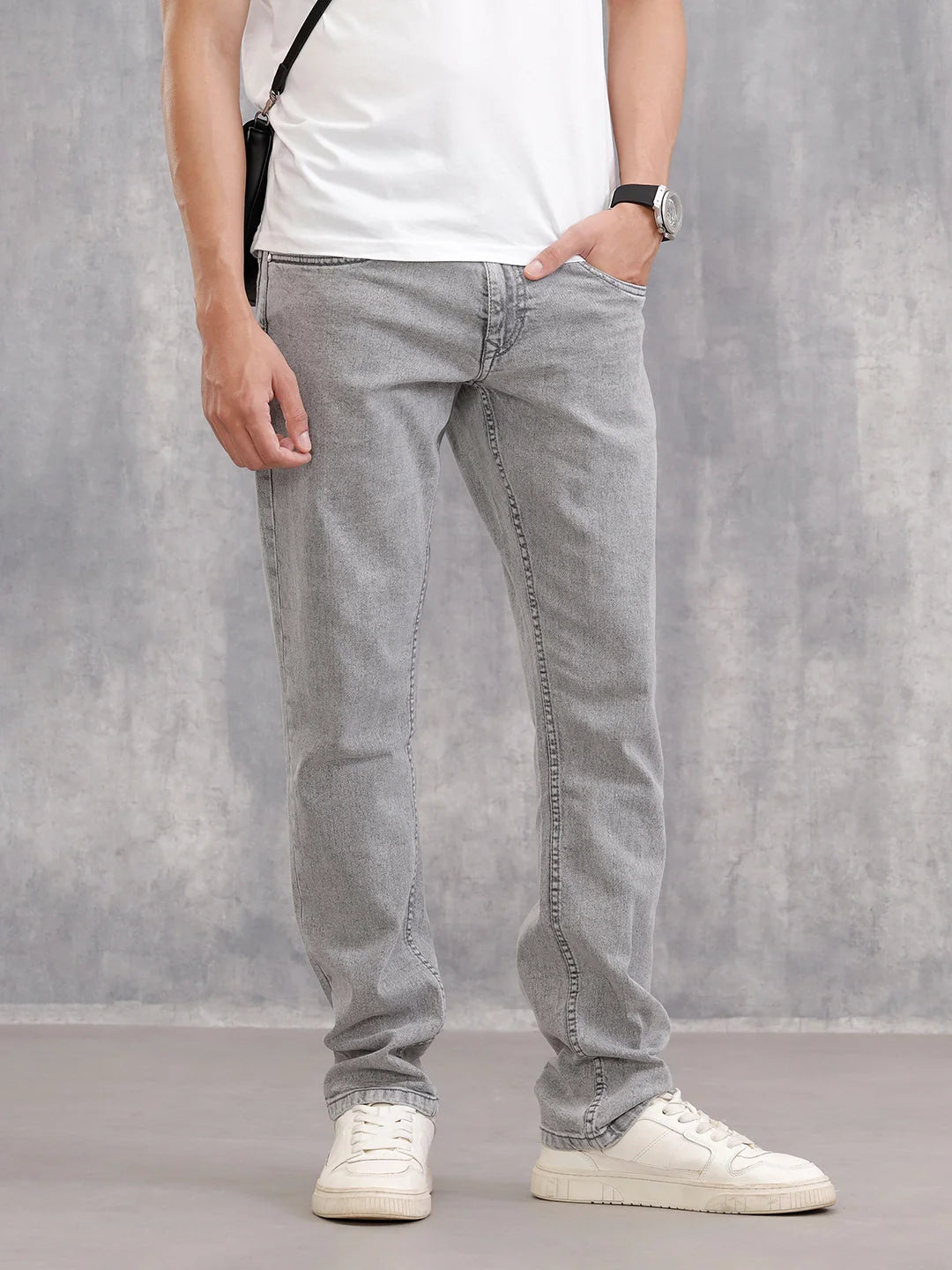 Heavy Washed Grey Jeans | Grey