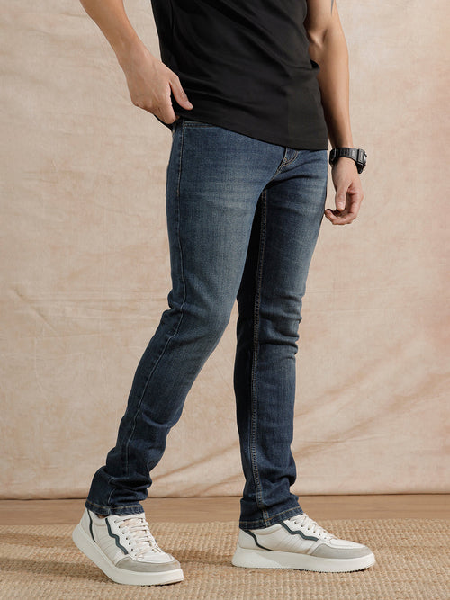 Casual Heavy Fade Slim Fit Jeans | Blue