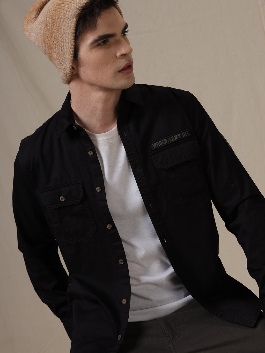 Wrogn Patch Technical Black Shirt