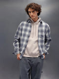 Textured Comfort Fit Checkered Pattern Shirt | Grey