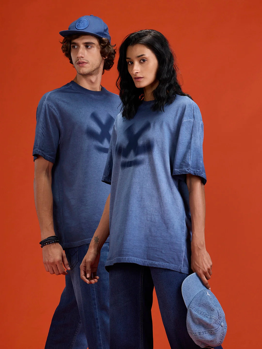 Wrogn branded washed oversized fit t-shirt | Blue