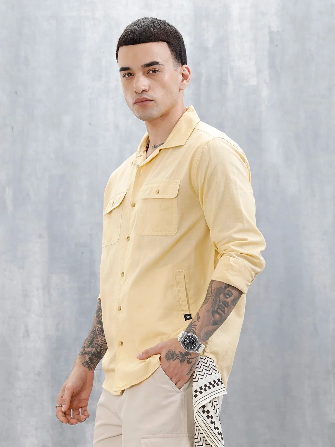 Wrogn Regular Fit Casual Shirt For Men's | Beige