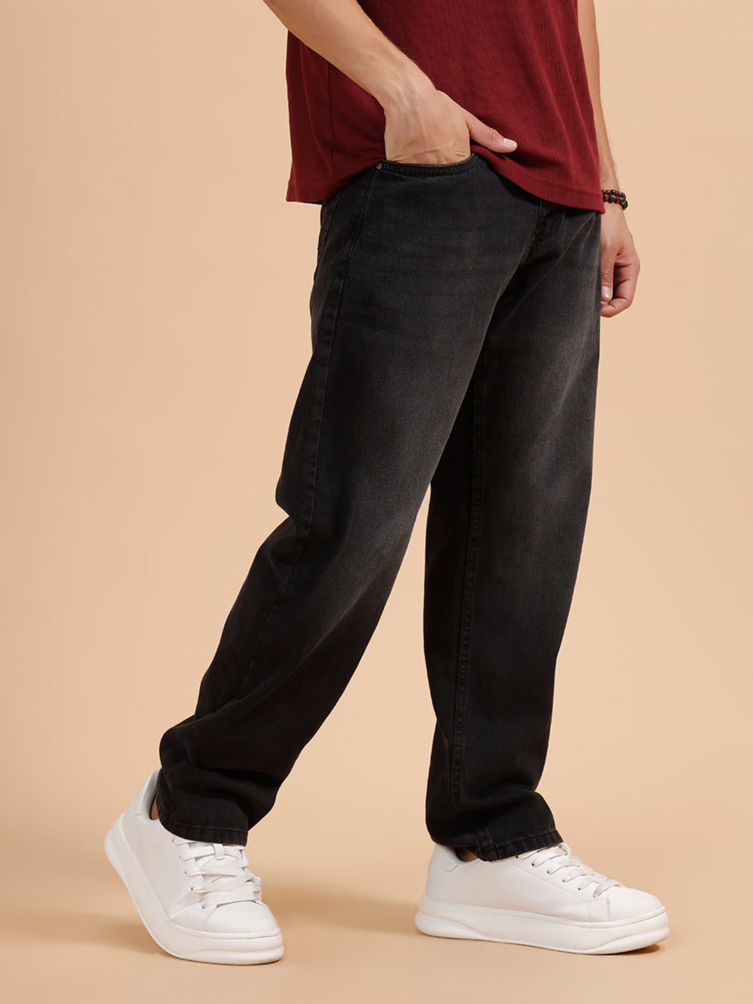 Solid Light Fade Anti Fit Jeans | Dark Grey