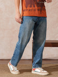 Casual Heavy Fade Loose Fit Jeans | Blue