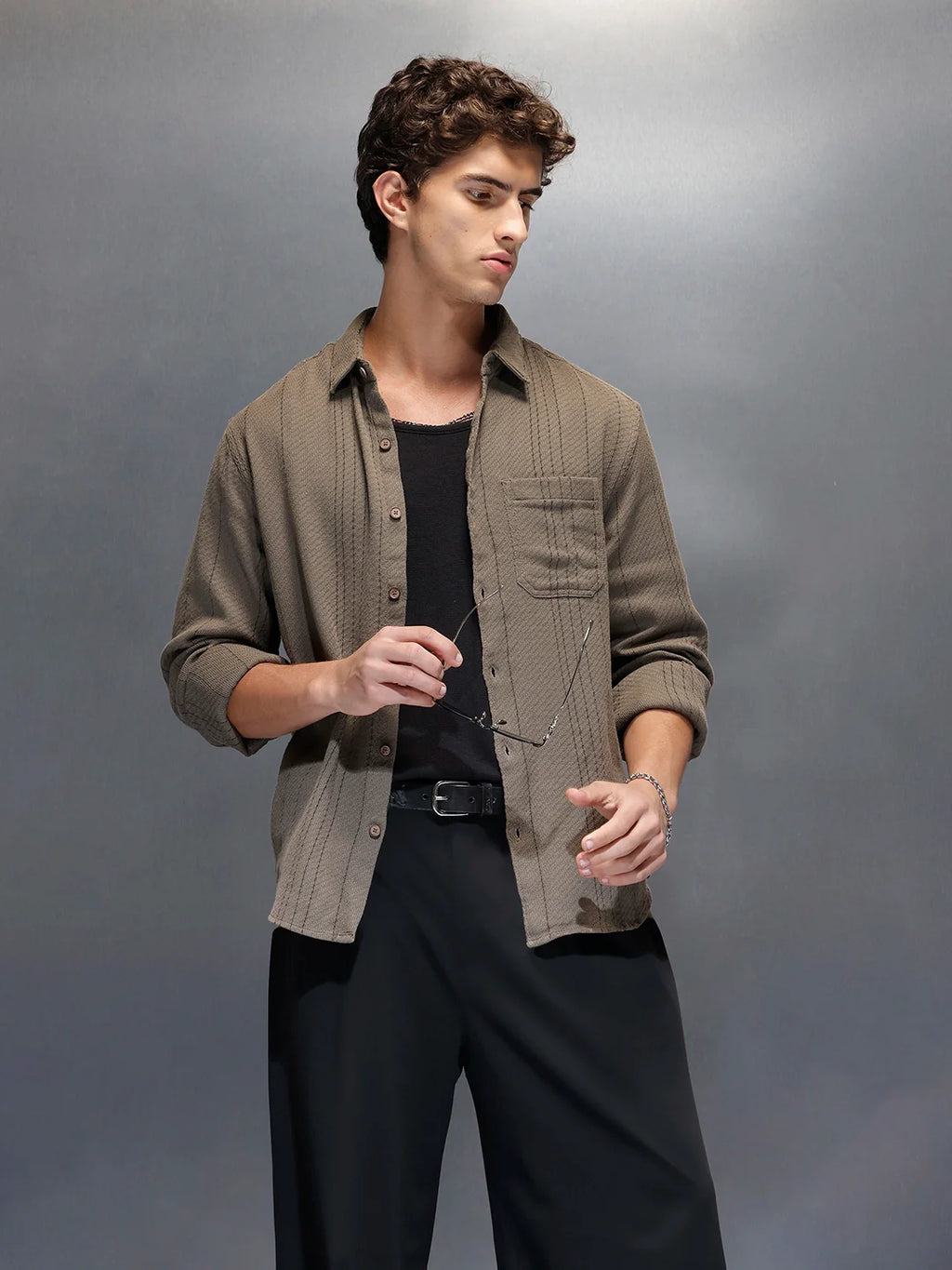 Men's Comfort Fit Casual Shirt  |  Grey