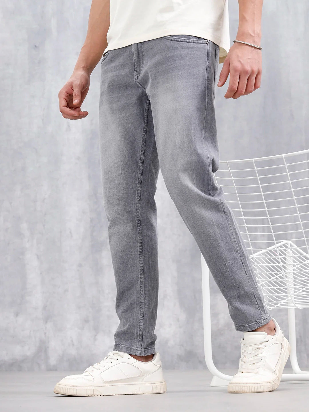 Men Casual Skinny Crop Jeans | Grey