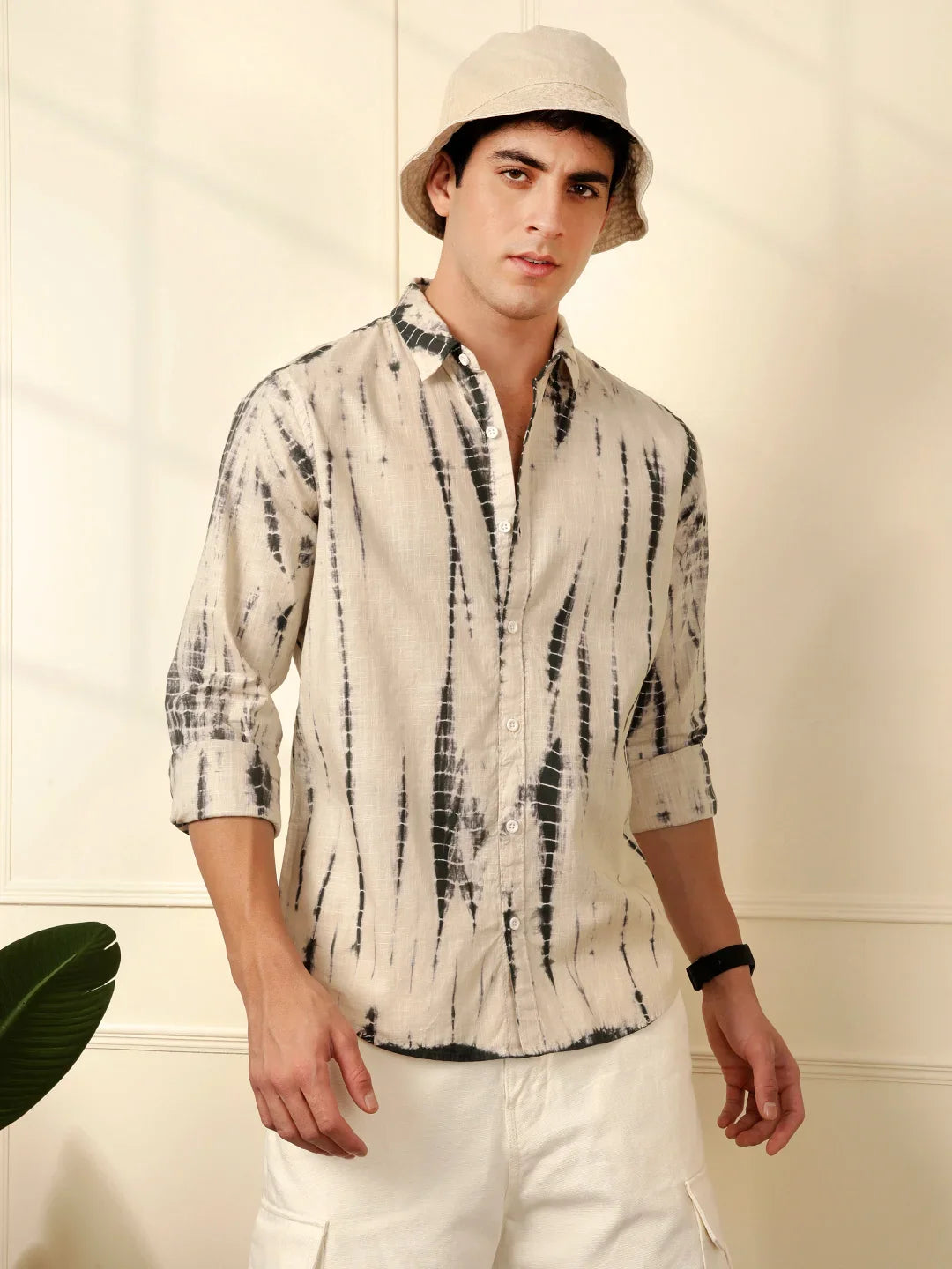Beige Dyed Full Sleeve Shirt