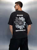 Men's Casual Floral Graphic Pritned T-Shirt | Black