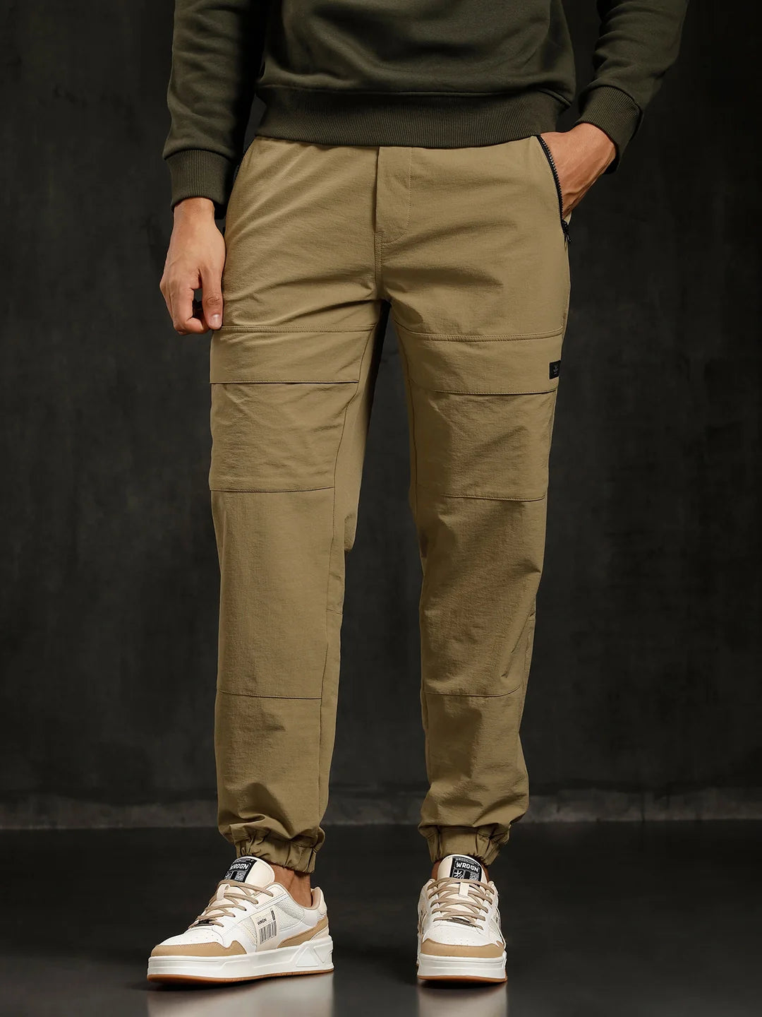 Solid Straight Fit Jogger | Khaki