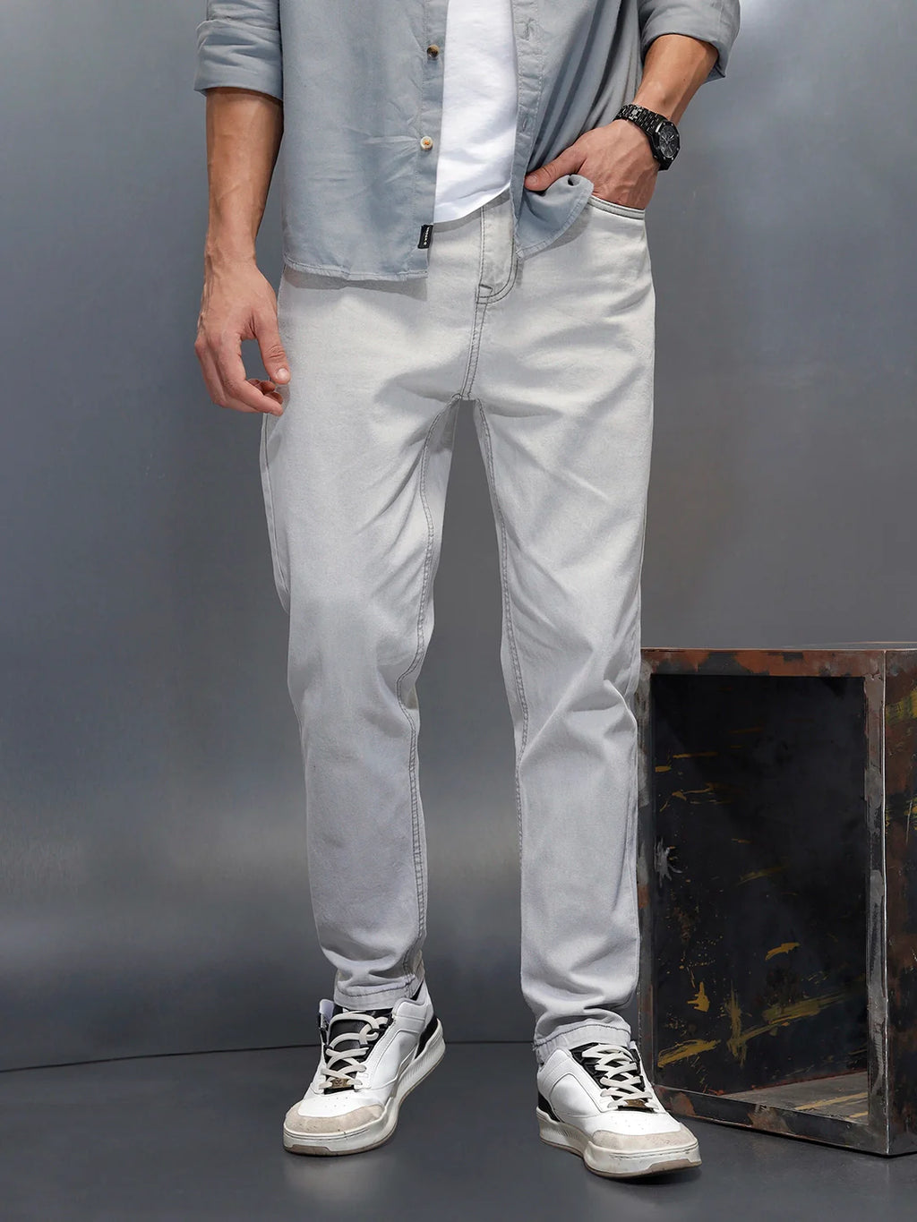 Men's casual slim ankle fit jeans | Grey