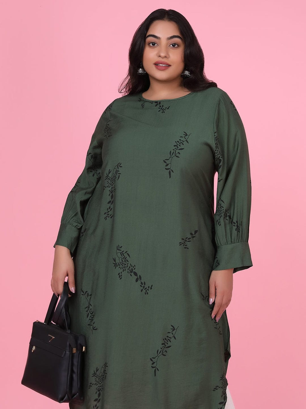Women's Floral Straight Green Kurta