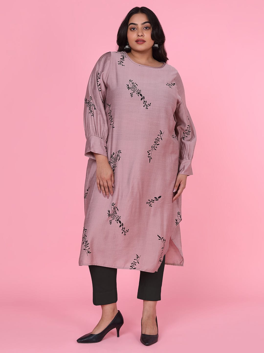 Women's Floral Straight Lavender Kurta