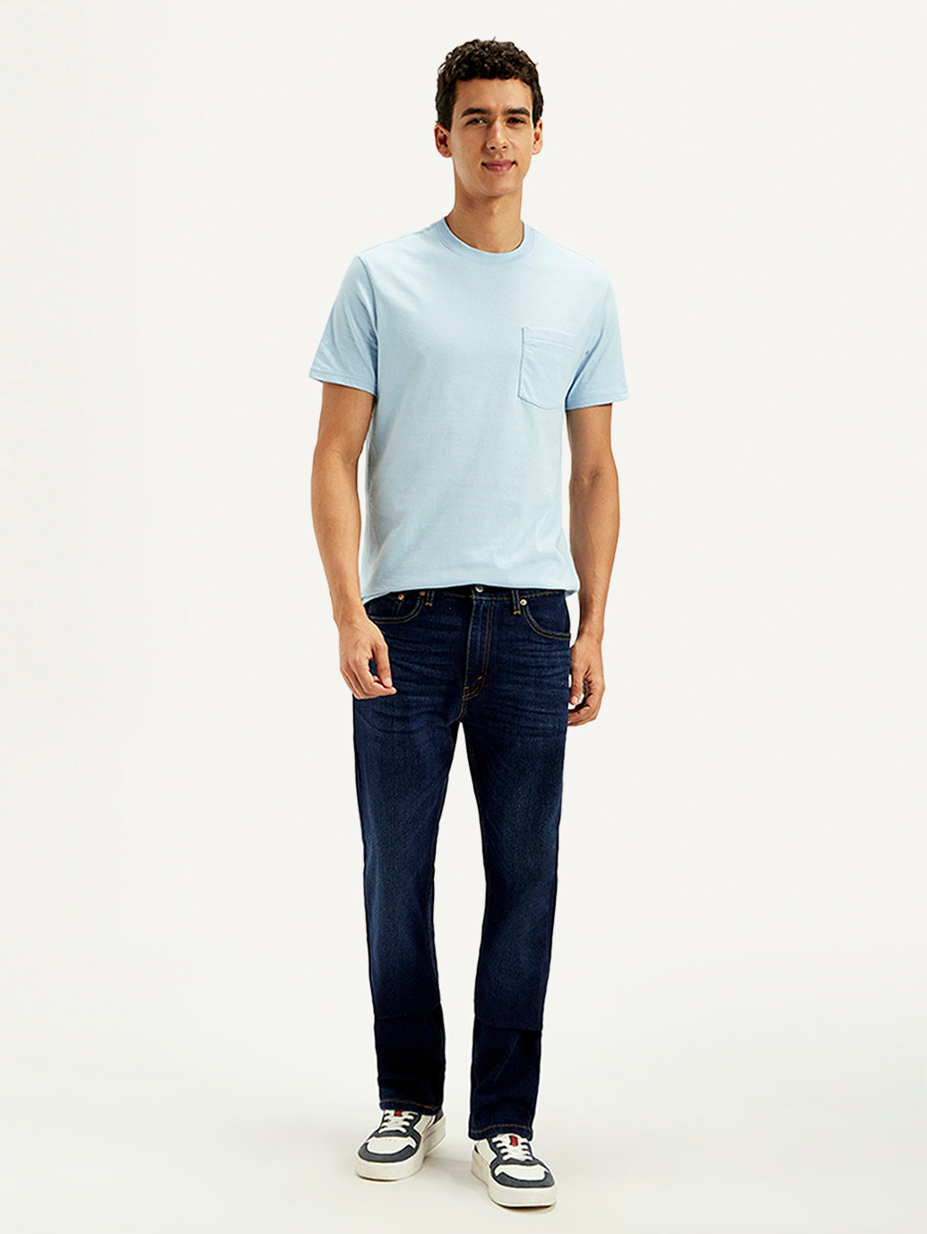Men's 513 Dark Blue Slim Straight Fit Mid Rise Jeans