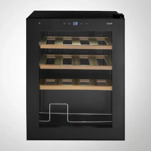KAFF WC 48 TH BW | Capacity – 16 Bottles | Touch Control with LED Display | Auto Defrost | Memory Function | Child Lock | Black Glass Door | Wine Cooler (Free Standing)