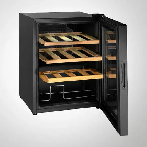 KAFF WC 48 TH BW | Capacity – 16 Bottles | Touch Control with LED Display | Auto Defrost | Memory Function | Child Lock | Black Glass Door | Wine Cooler (Free Standing)