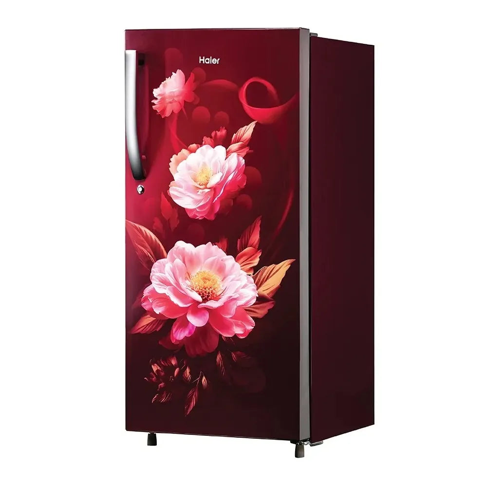 Haier 190 Litres 2 Star Single Door Direct Cool Refrigerator | Diamond Edge Freezing Technology | Stabilizer Free Operation | Toughened Glass Shelves (HRD-2102CRV-P, Red Voila)