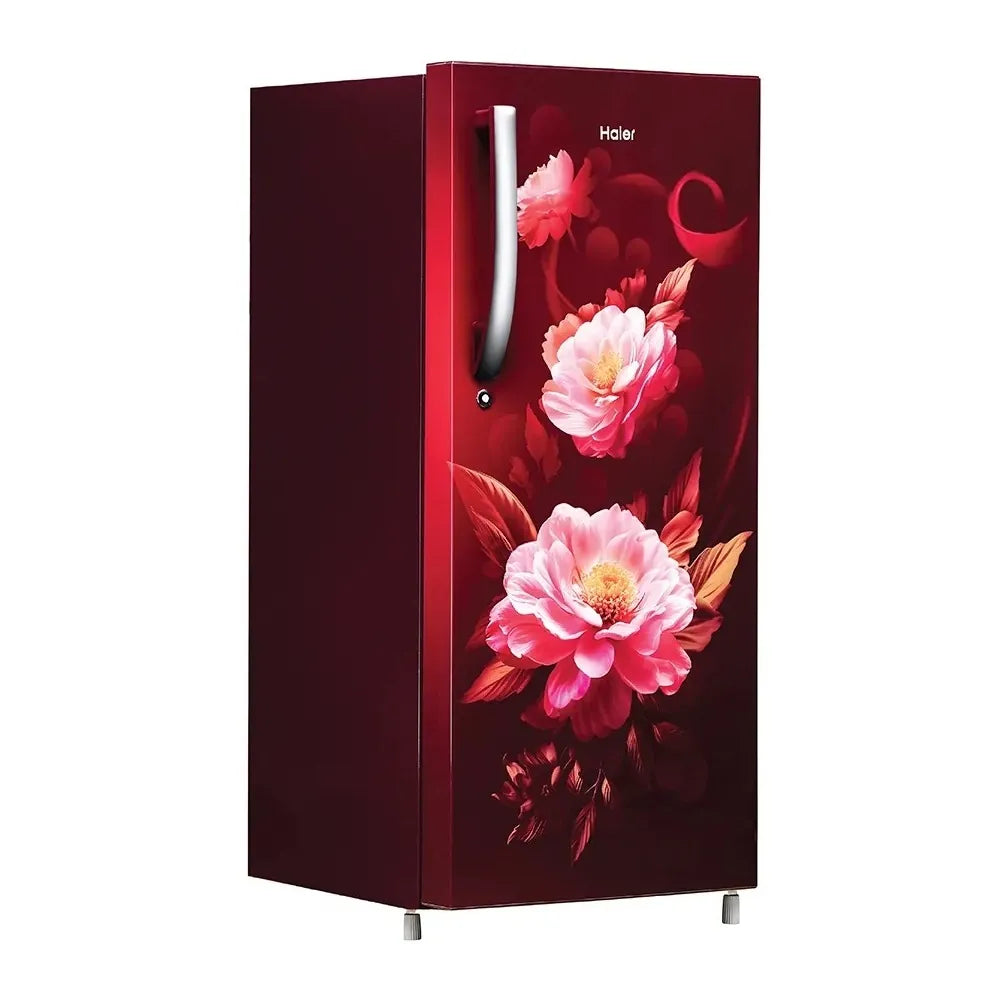 Haier 190 Litres 2 Star Single Door Direct Cool Refrigerator | Diamond Edge Freezing Technology | Stabilizer Free Operation | Toughened Glass Shelves (HRD-2102CRV-P, Red Voila)