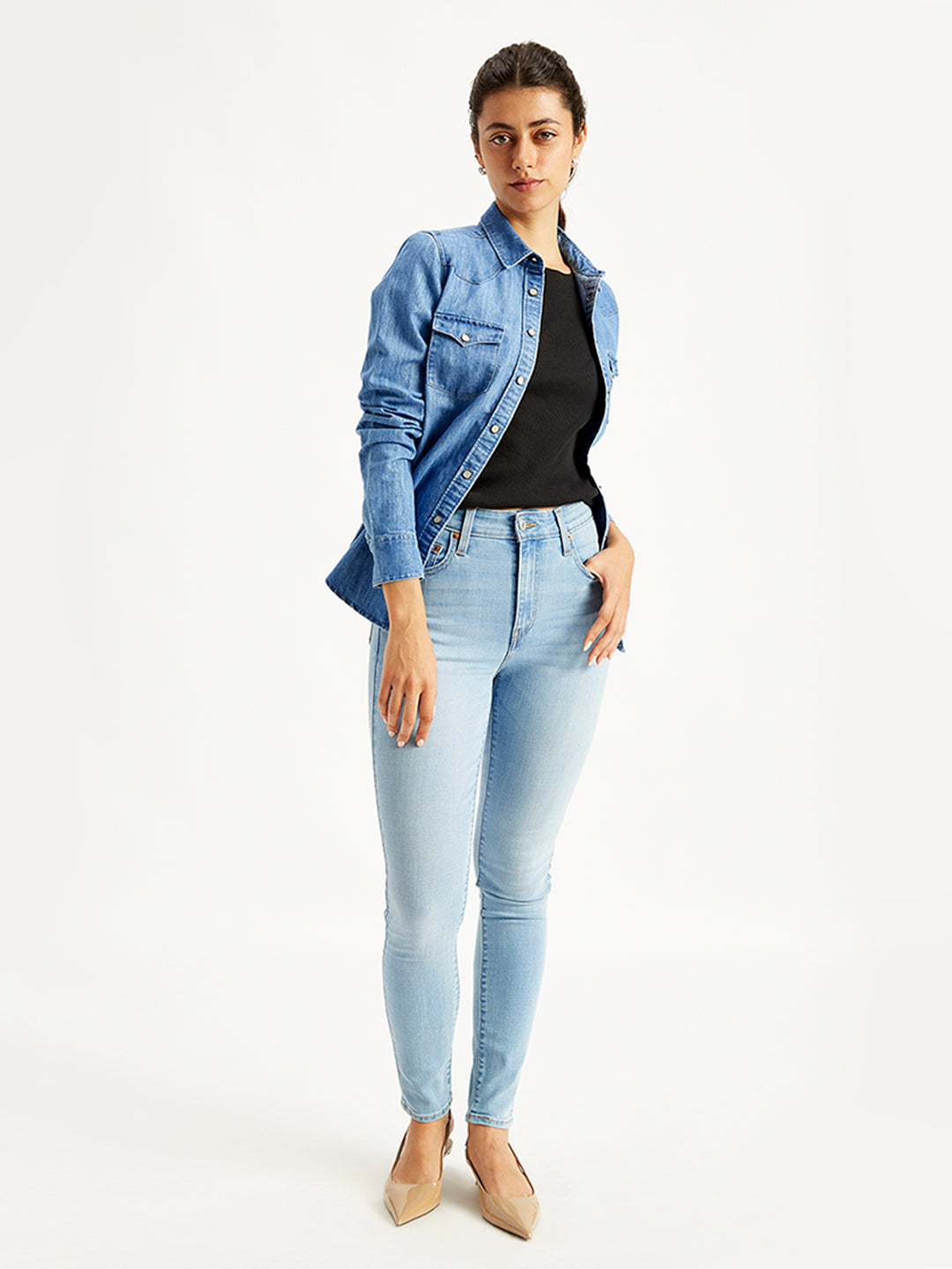 Women's 721 Light Blue Skinny Fit High Rise Jeans