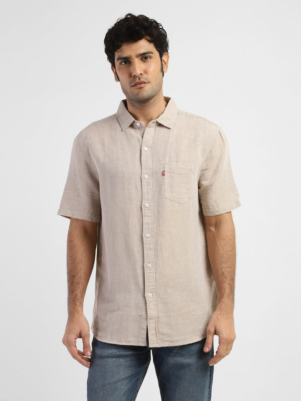 Men's Solid Regular Fit Linen Shirt