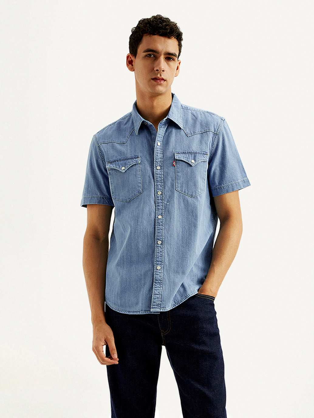 Men's Solid Slim Fit Denim Shirt