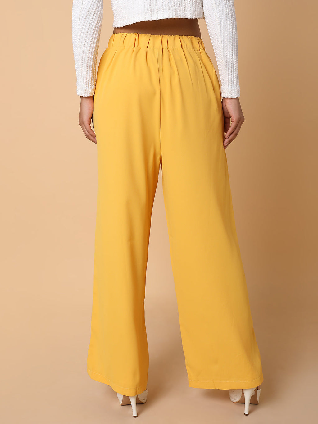 Women's Mustard Comfort Slim Fit Trousers