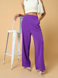 Women's Purple Comfort Slim Fit Trousers