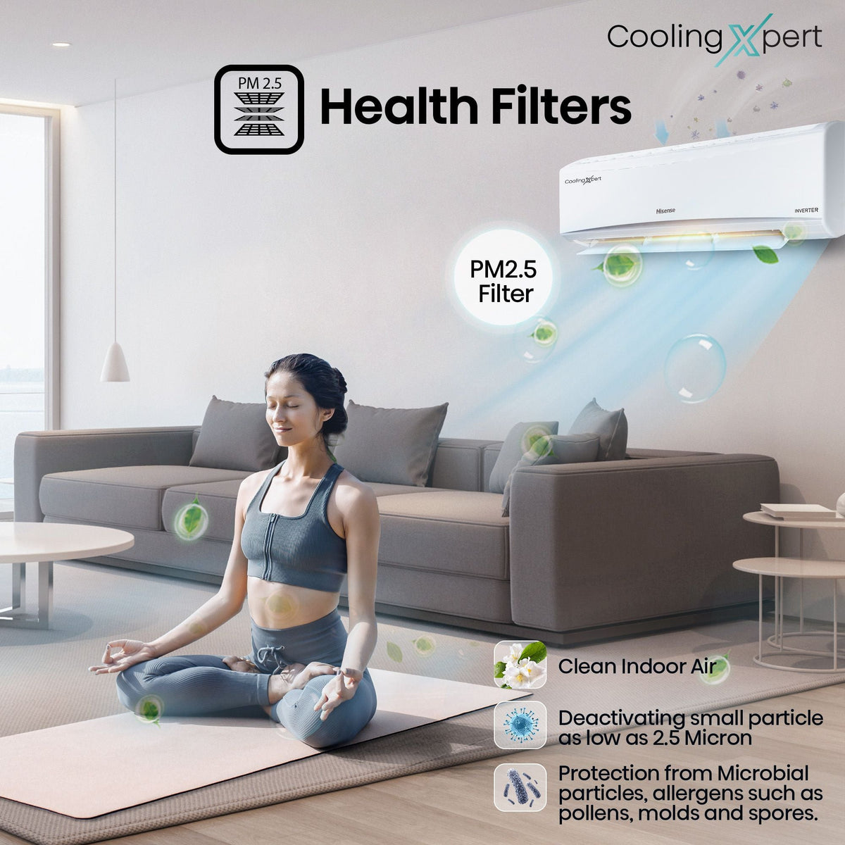 Hisense Cooling Expert 5 in 1 Convertible 1 Ton 3 Star Inverter Split AC with Auto Cleanser (Copper Condenser, ATC353HIB)