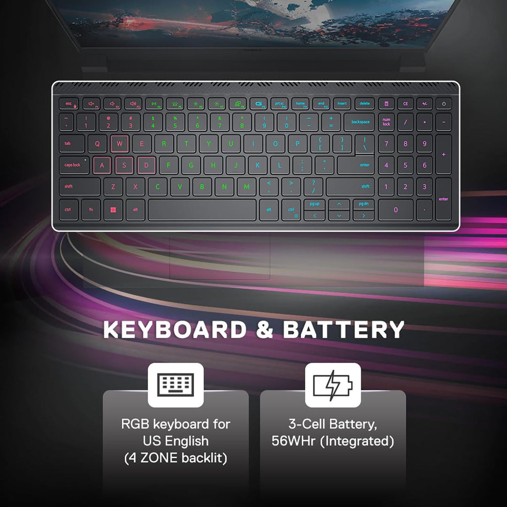 DELL G15-5530 Intel Core i5 13th Gen Gaming Laptop with RGB Keyboard(16GB, 512GB SSD, Windows 11, 6GB Graphics, 15.6 inch 120 Hz FHD Display, MS Office 2021, Dark Shadow Gray, 2.97 KG)