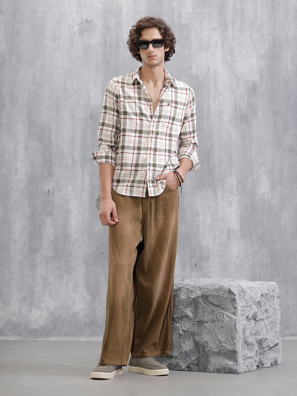 Checkered Full Sleeve Shirt | Off White