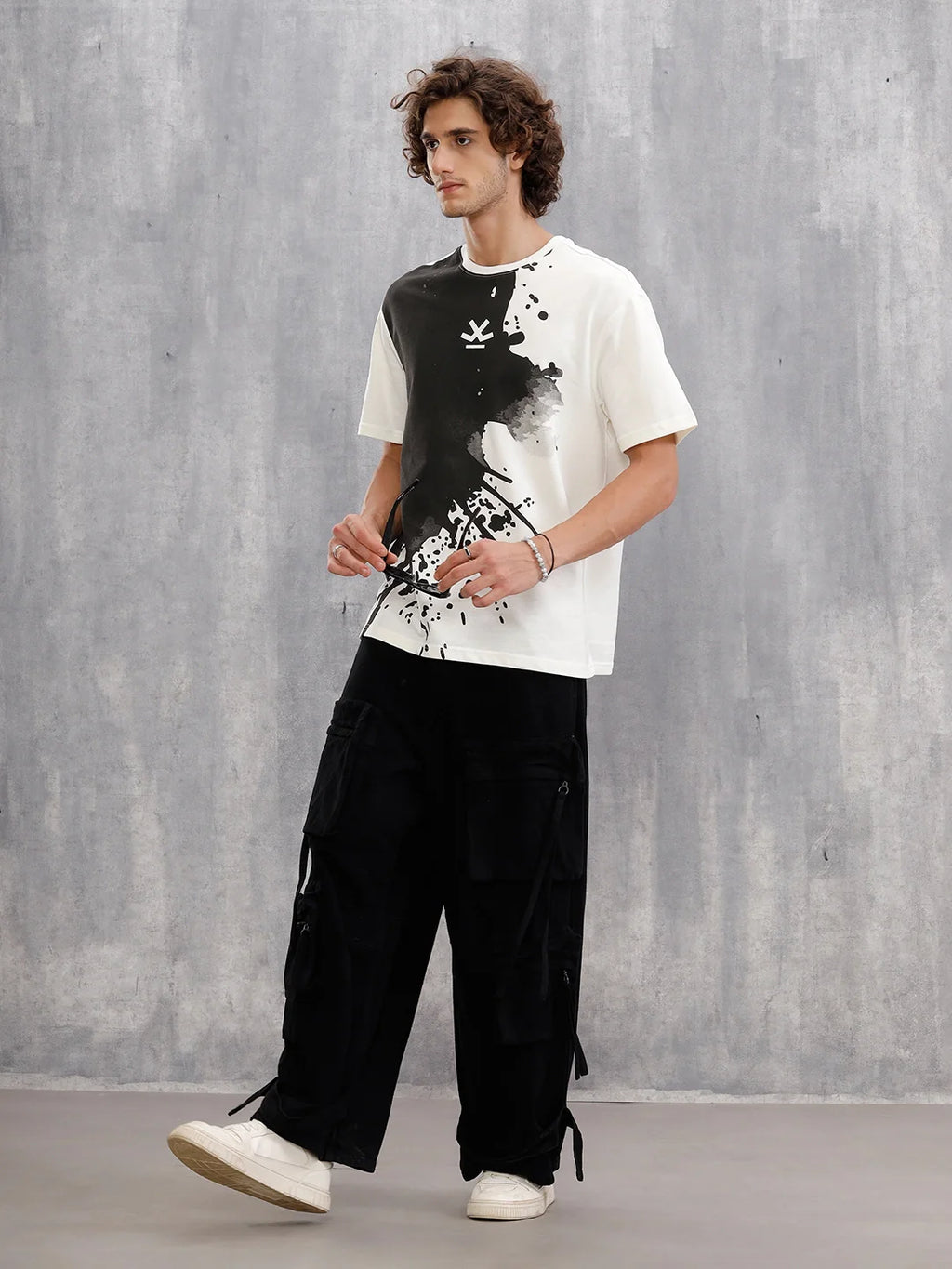 Placement Print Oversized Fit T-Shirt | Off White