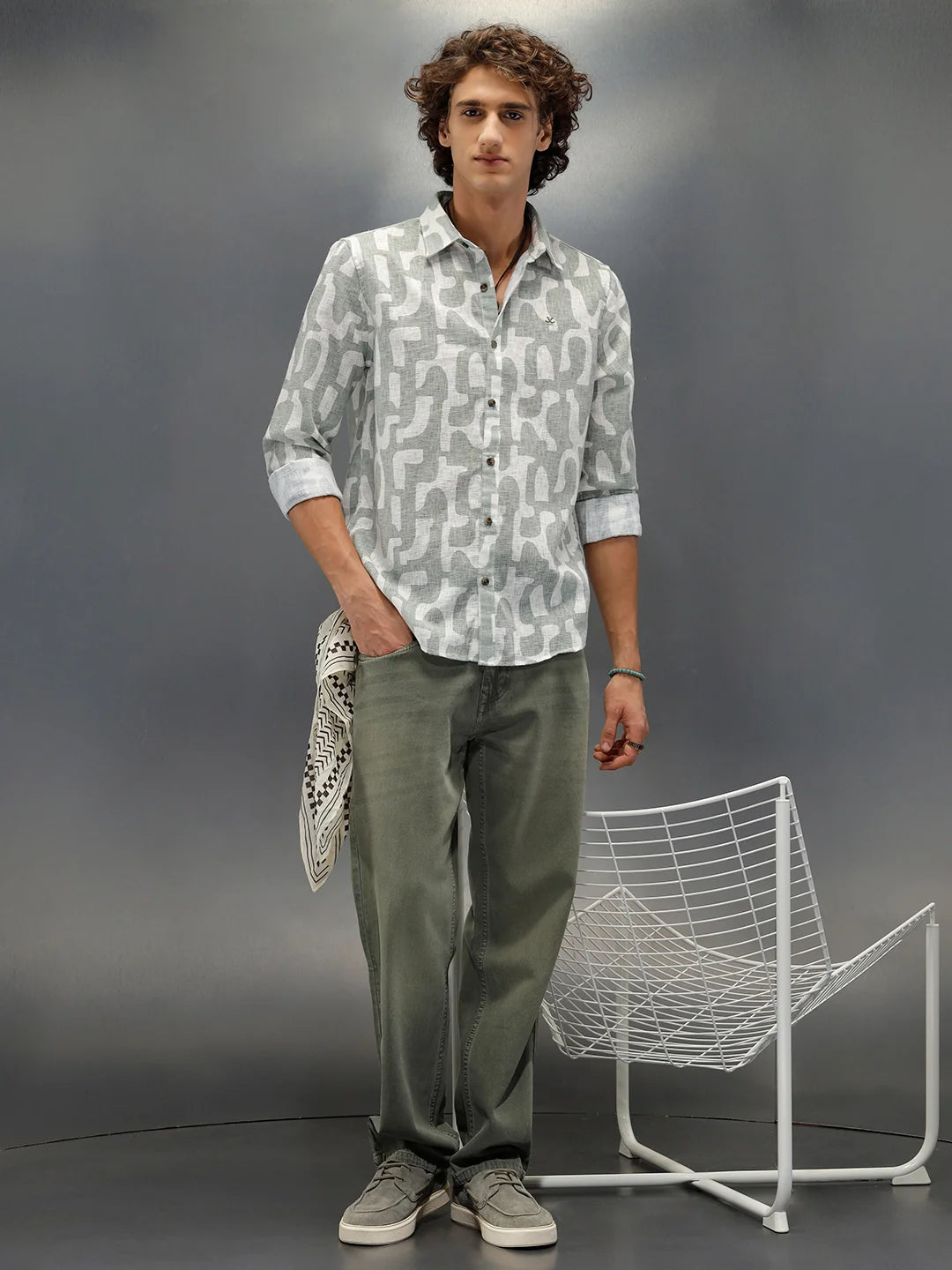 Abstract Aop Printed Regular Fit Shirt | Green