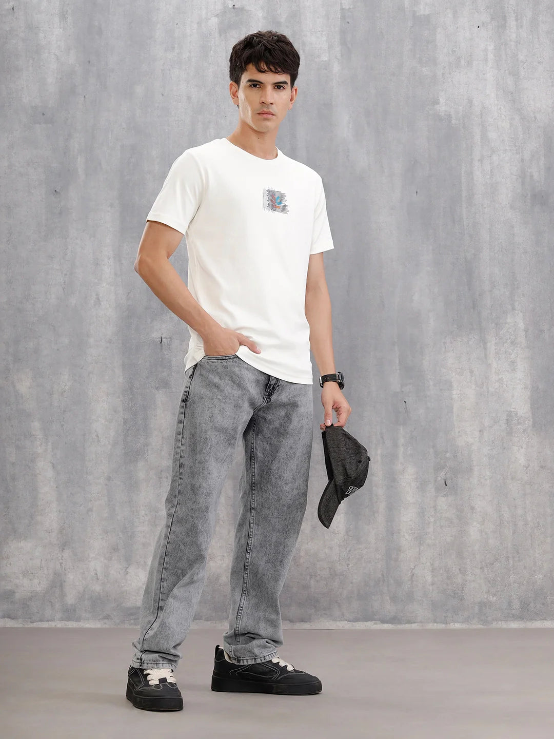 Gold Finish Interlock Tee With Embroidery On Chest  |  White
