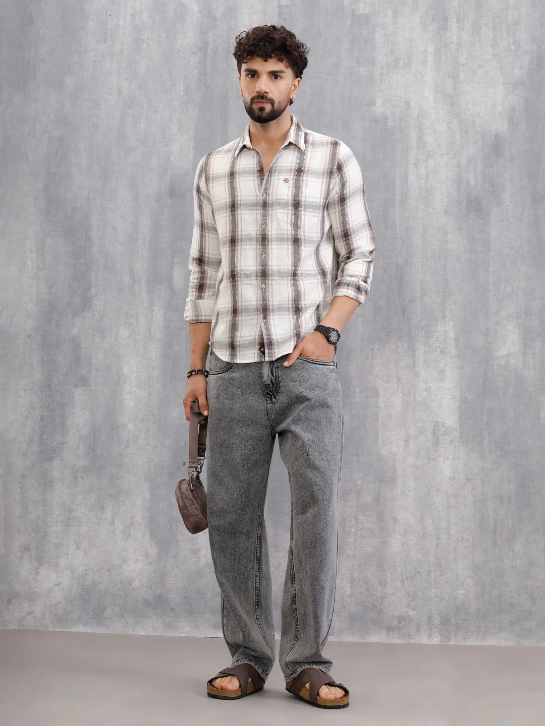 Dobby Textured Shirt In Slim Fit | White