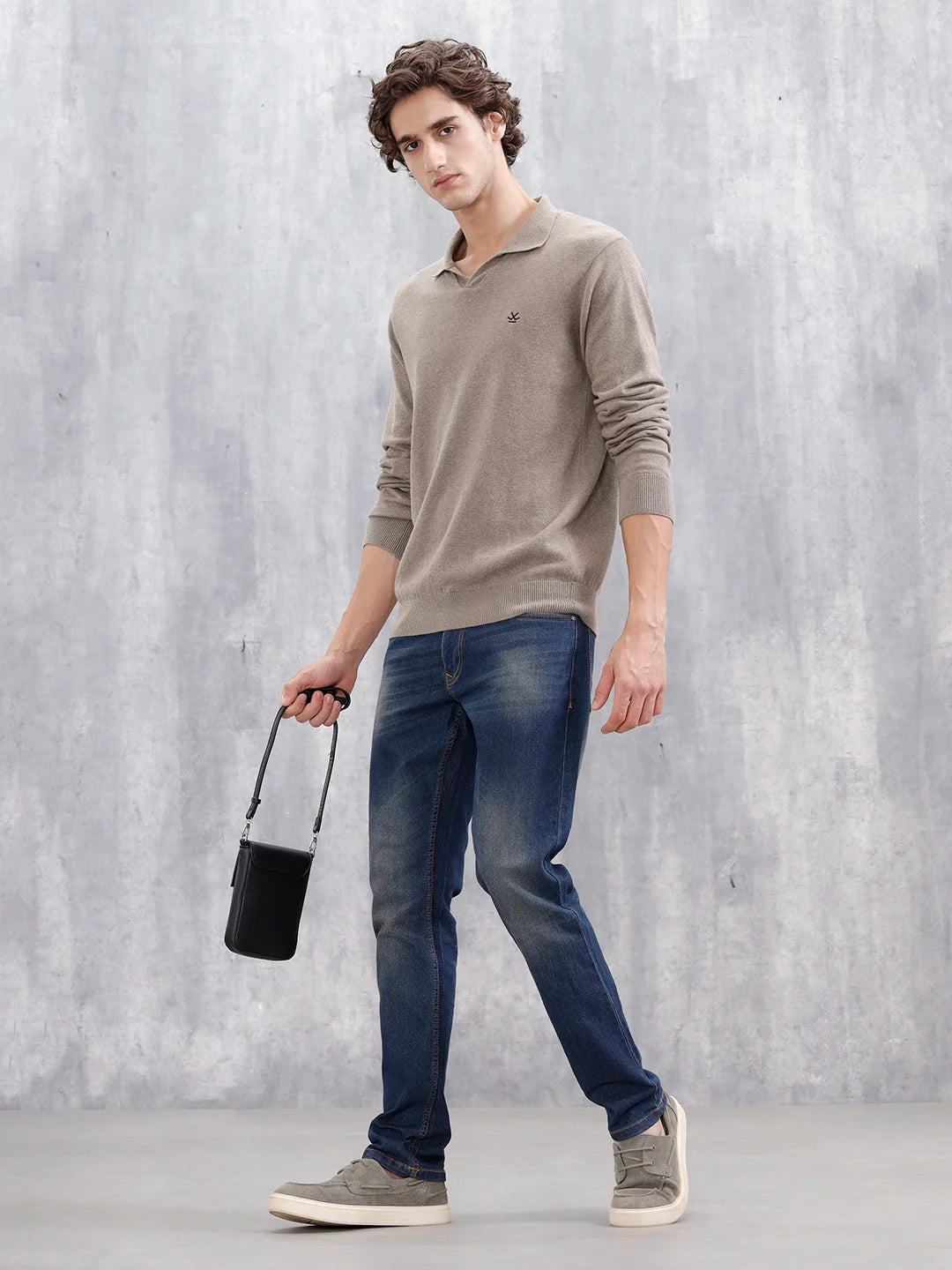 Men's Casual Slim Fit Jeans | Dark Stone