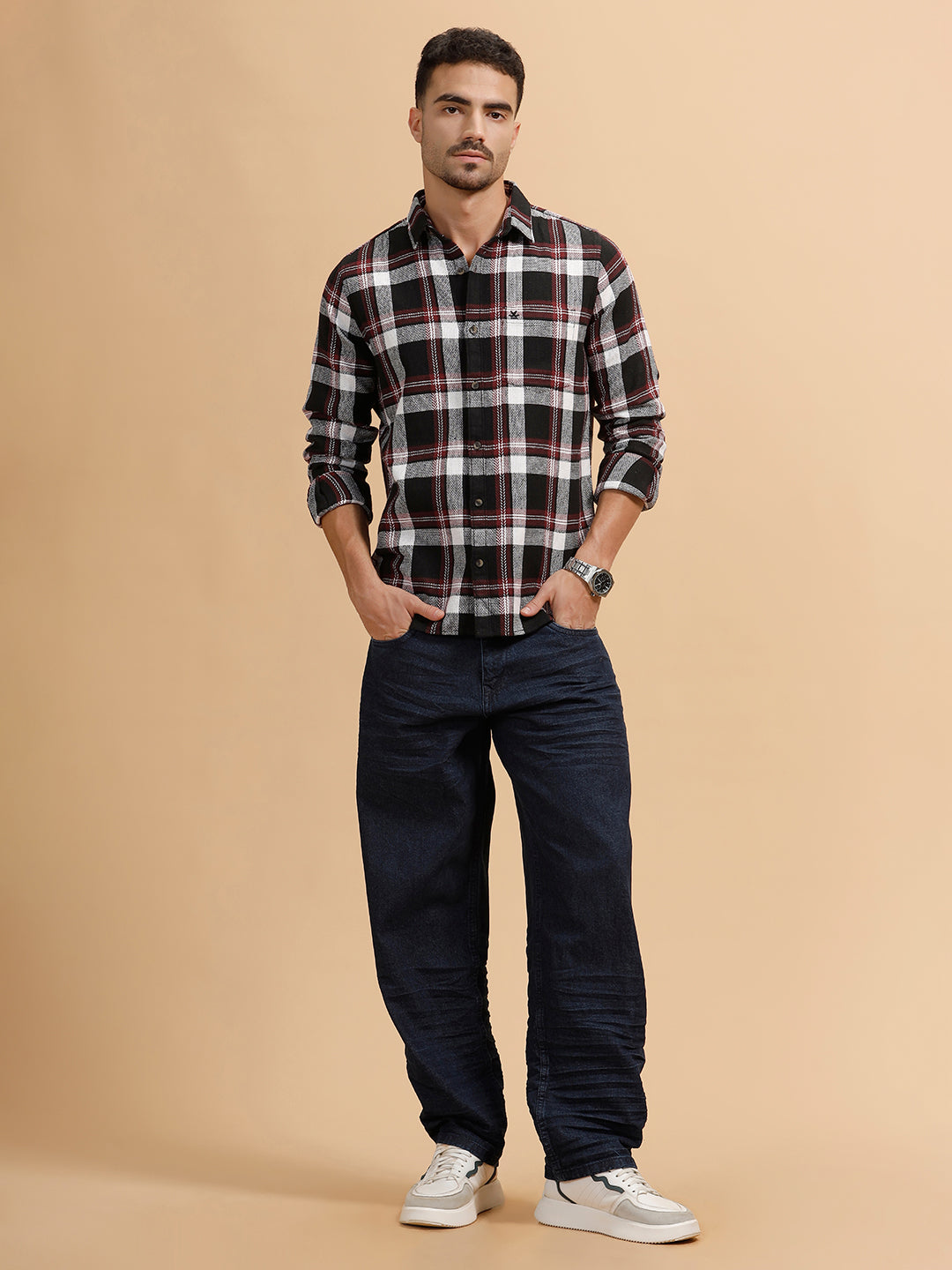 Textured Dobby Regular Fit Shirt | Red