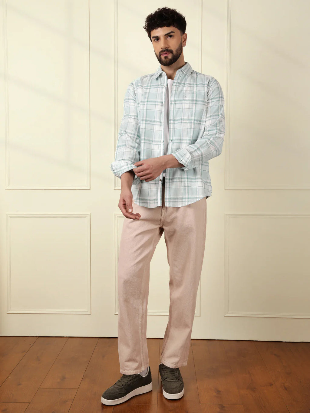 Textured Checks Summer Shirt | Green