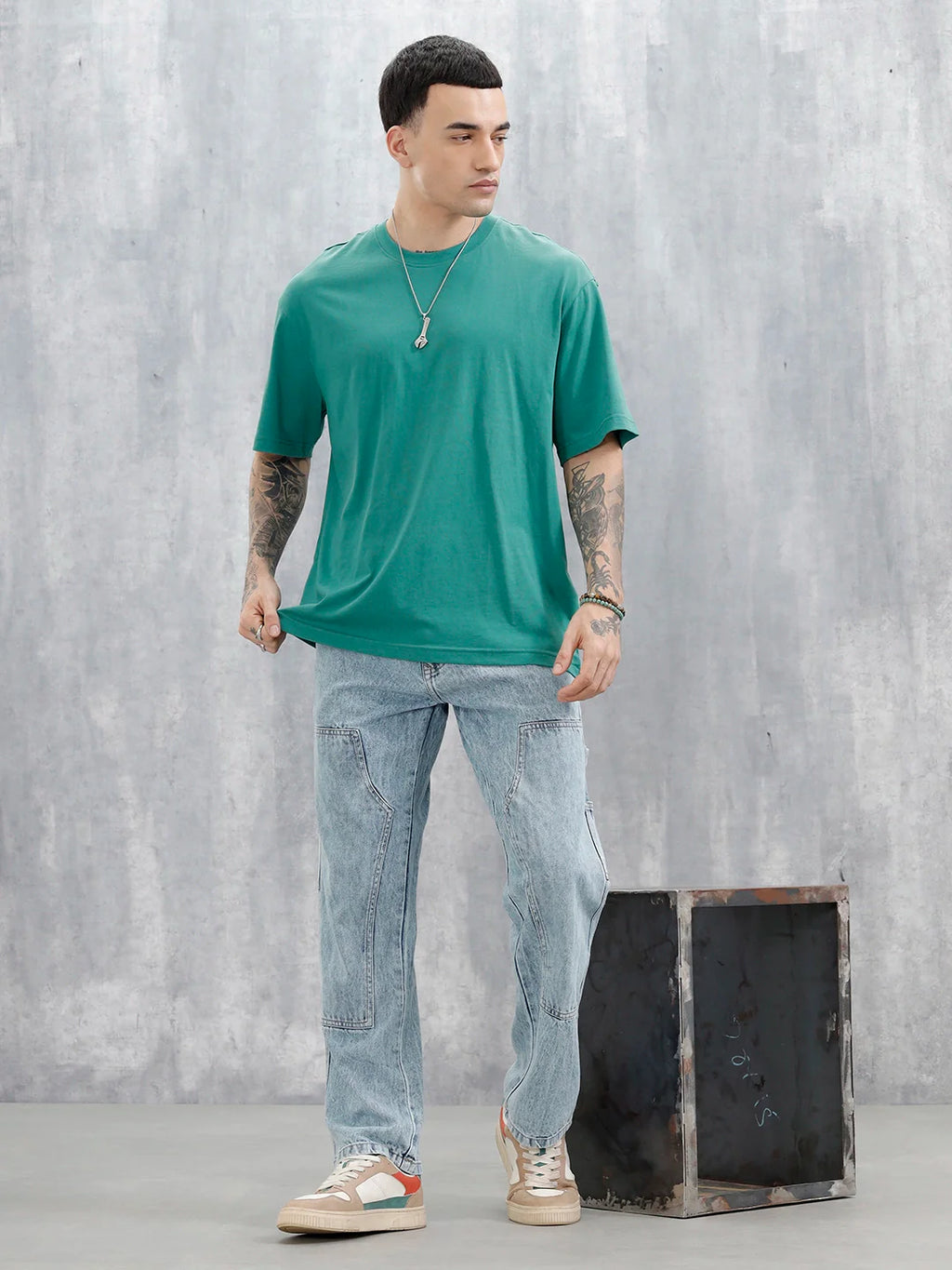 Men's Casual Printed Oversized T-Shirt | Green