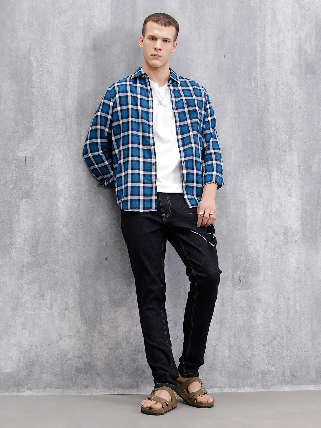 Solid Slim Tapered Jeans | Dark Blue