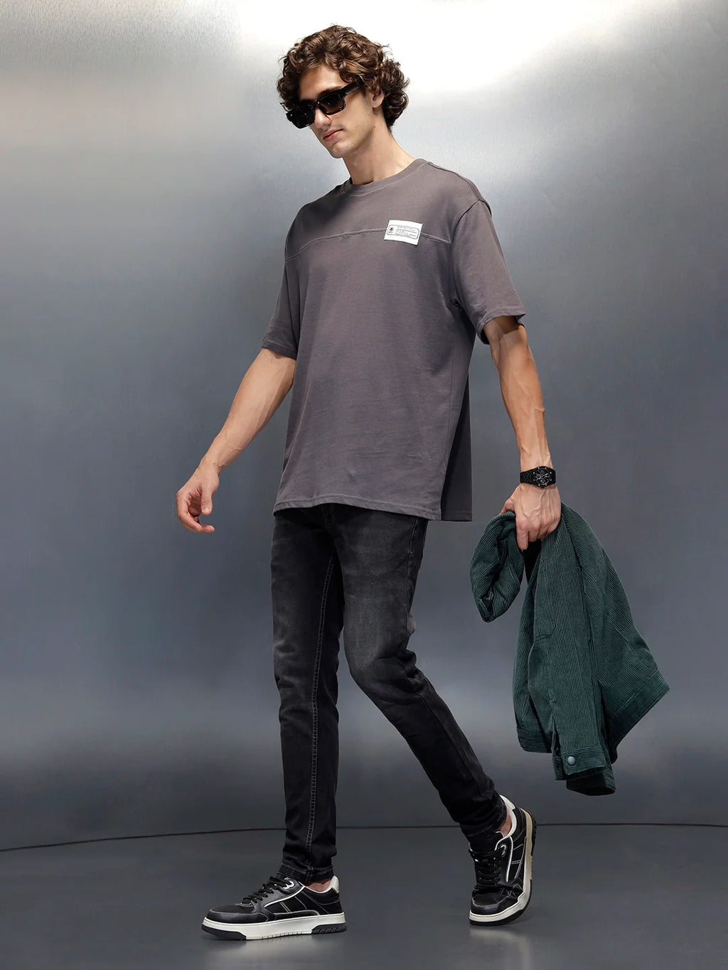 Wrogn Men's Slim Tapered Fit Jeans | Grey