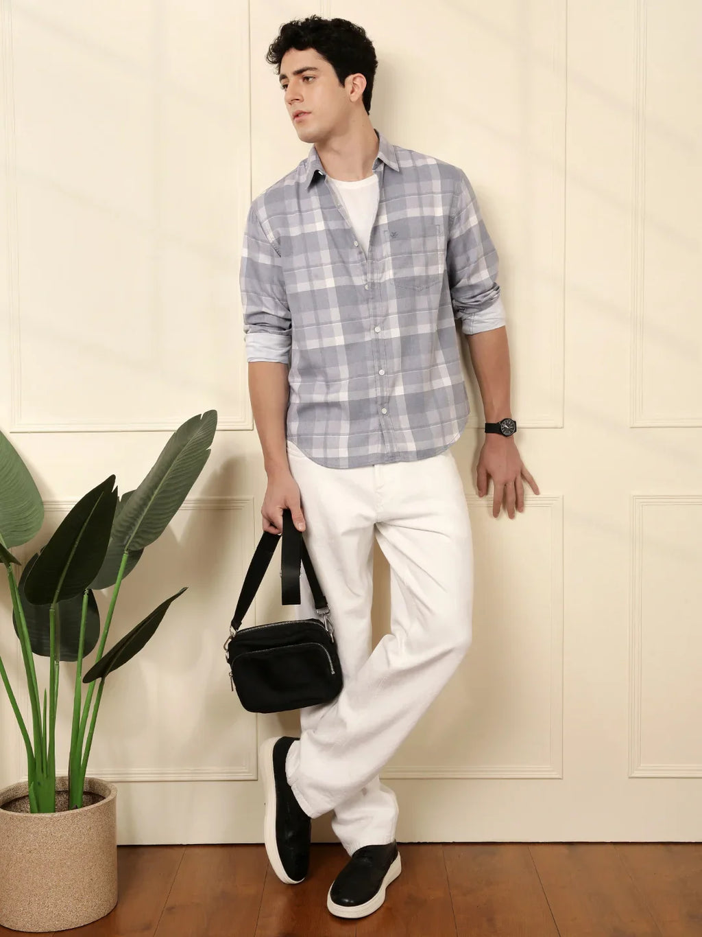 Urban Checked Comfort Fit Shirt in Blue