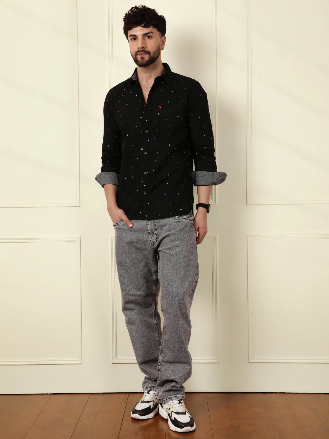 Dots & Dashes Black AOP Shirt