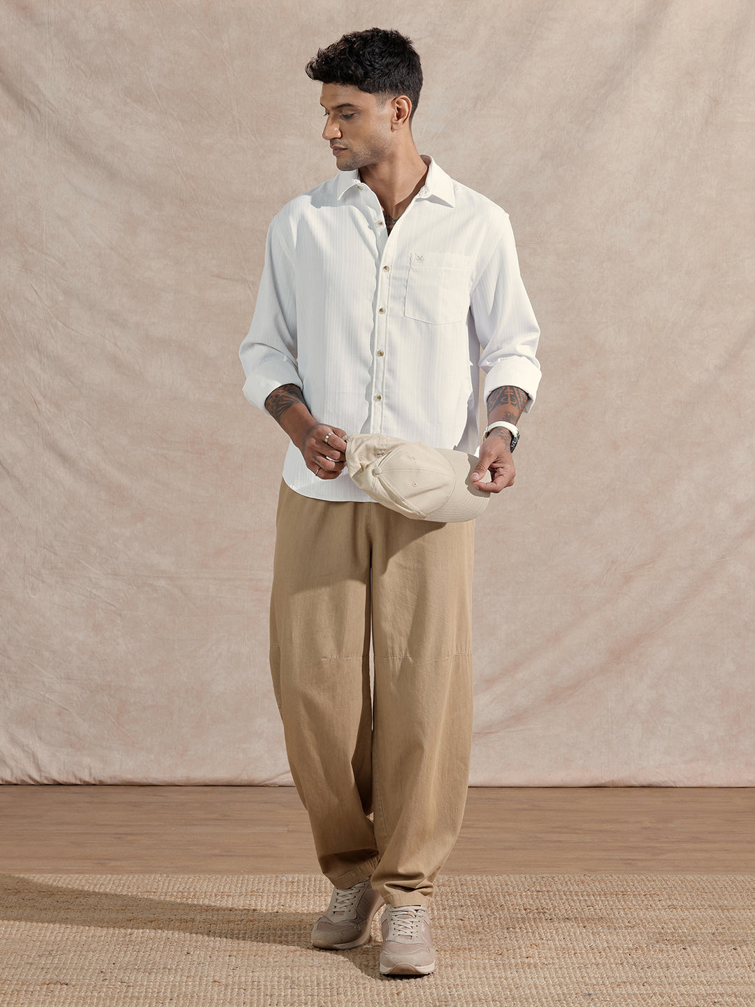 Textured Cotton Slub Comfort Fit Shirt | White